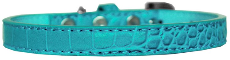 Wichita Plain Croc Dog Collar Turquoise Size 12